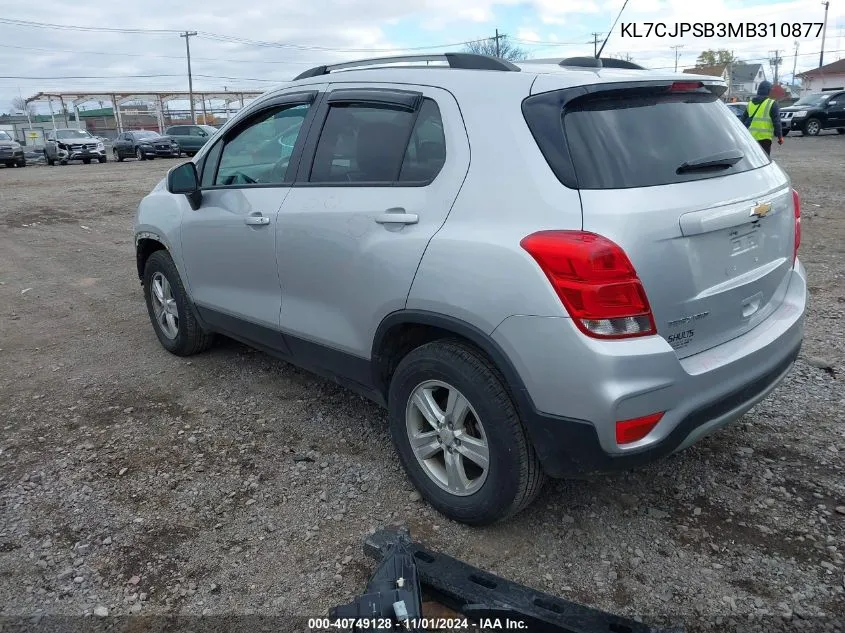 2021 Chevrolet Trax Awd Lt VIN: KL7CJPSB3MB310877 Lot: 40749128