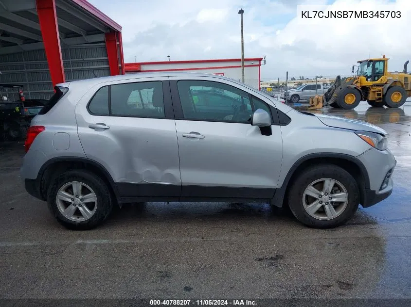 2021 Chevrolet Trax Awd Ls VIN: KL7CJNSB7MB345703 Lot: 40788207