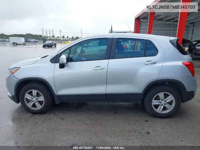 2021 Chevrolet Trax Awd Ls VIN: KL7CJNSB7MB345703 Lot: 40788207