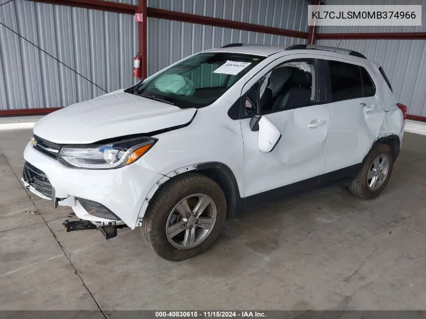 2021 Chevrolet Trax Fwd Lt VIN: KL7CJLSM0MB374966 Lot: 40830615