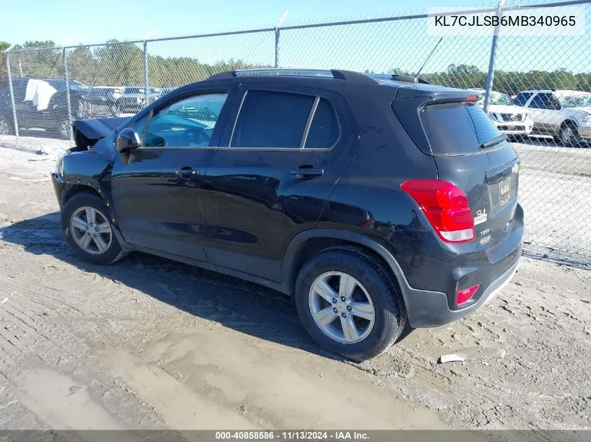 2021 Chevrolet Trax Fwd Lt VIN: KL7CJLSB6MB340965 Lot: 40858586