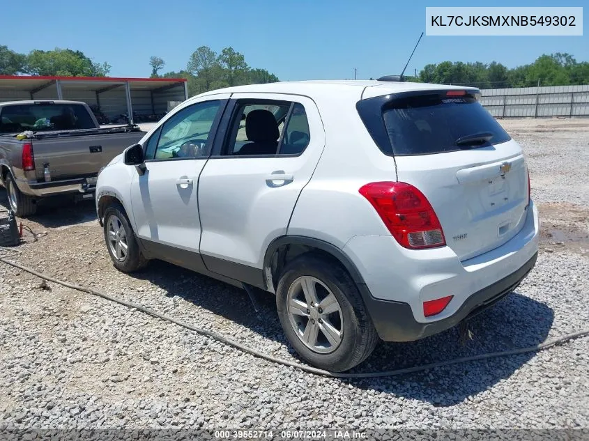 2022 Chevrolet Trax Fwd Ls VIN: KL7CJKSMXNB549302 Lot: 39552714