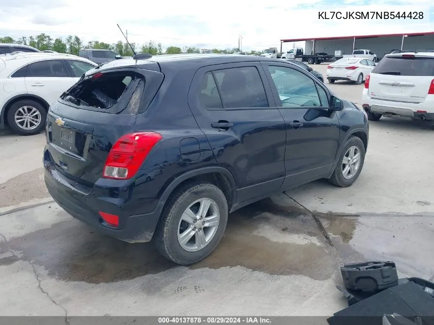 2022 Chevrolet Trax Fwd Ls VIN: KL7CJKSM7NB544428 Lot: 40137878