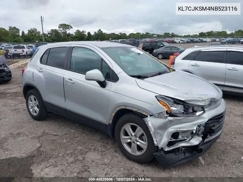 2022 Chevrolet Trax Fwd Ls VIN: KL7CJKSM4NB523116 Lot: 40529906