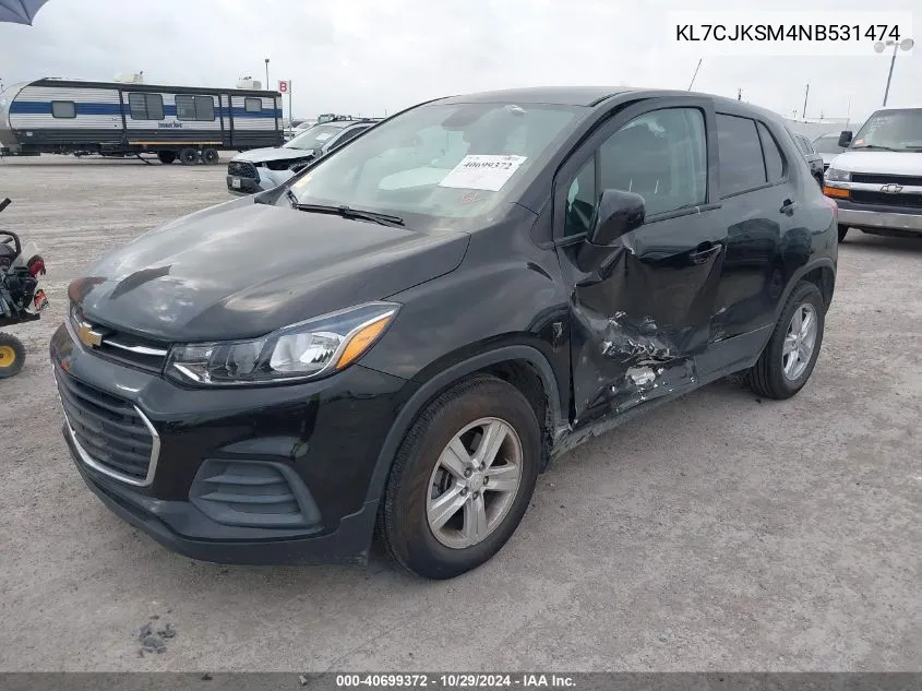 2022 Chevrolet Trax Fwd Ls VIN: KL7CJKSM4NB531474 Lot: 40699372