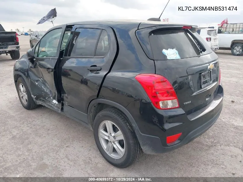 2022 Chevrolet Trax Fwd Ls VIN: KL7CJKSM4NB531474 Lot: 40699372