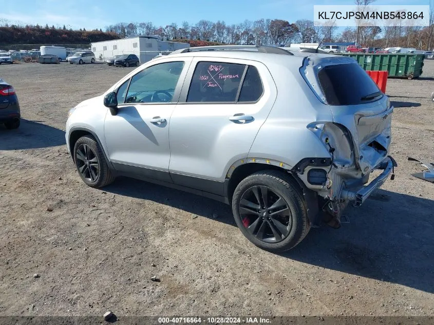 2022 Chevrolet Trax Awd Lt VIN: KL7CJPSM4NB543864 Lot: 40716564