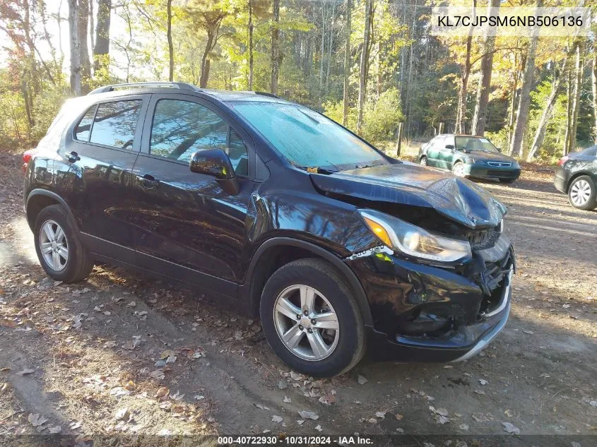 2022 Chevrolet Trax Awd Lt VIN: KL7CJPSM6NB506136 Lot: 40722930