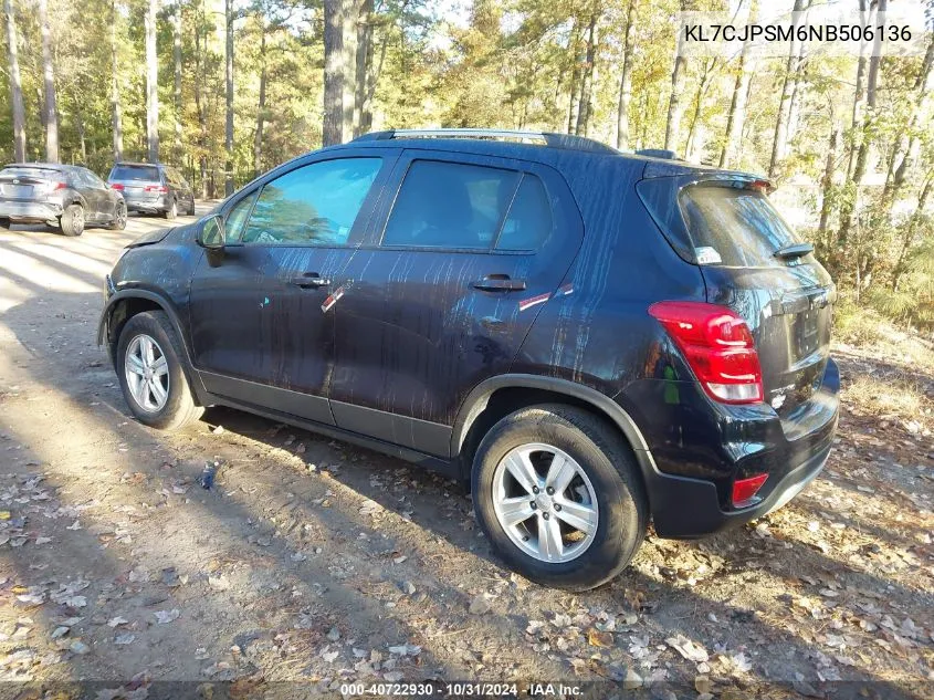 2022 Chevrolet Trax Awd Lt VIN: KL7CJPSM6NB506136 Lot: 40722930