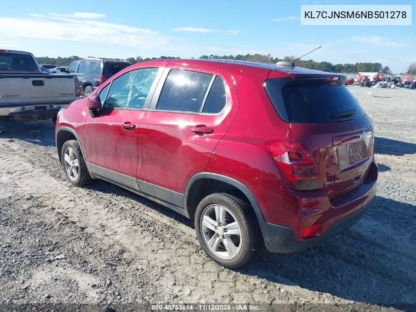 2022 Chevrolet Trax Awd Ls VIN: KL7CJNSM6NB501278 Lot: 40753814