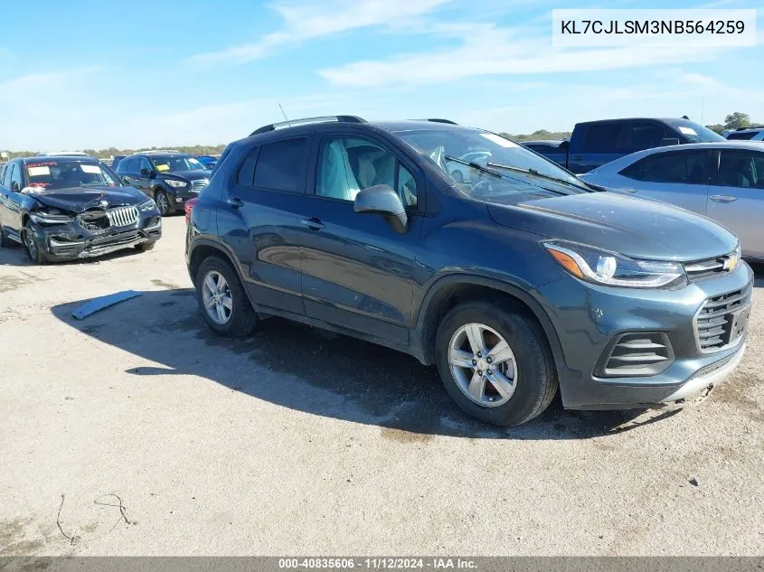 2022 Chevrolet Trax Fwd Lt VIN: KL7CJLSM3NB564259 Lot: 40835606