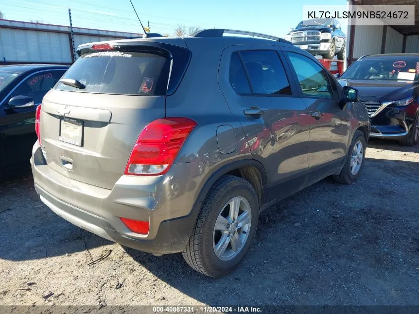 2022 Chevrolet Trax Fwd Lt VIN: KL7CJLSM9NB524672 Lot: 40887331