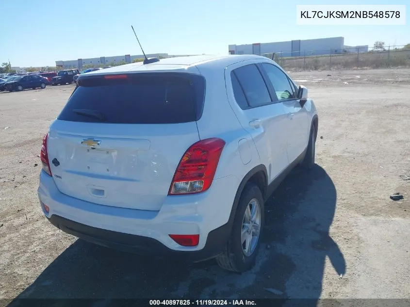 2022 Chevrolet Trax Fwd Ls VIN: KL7CJKSM2NB548578 Lot: 40897825