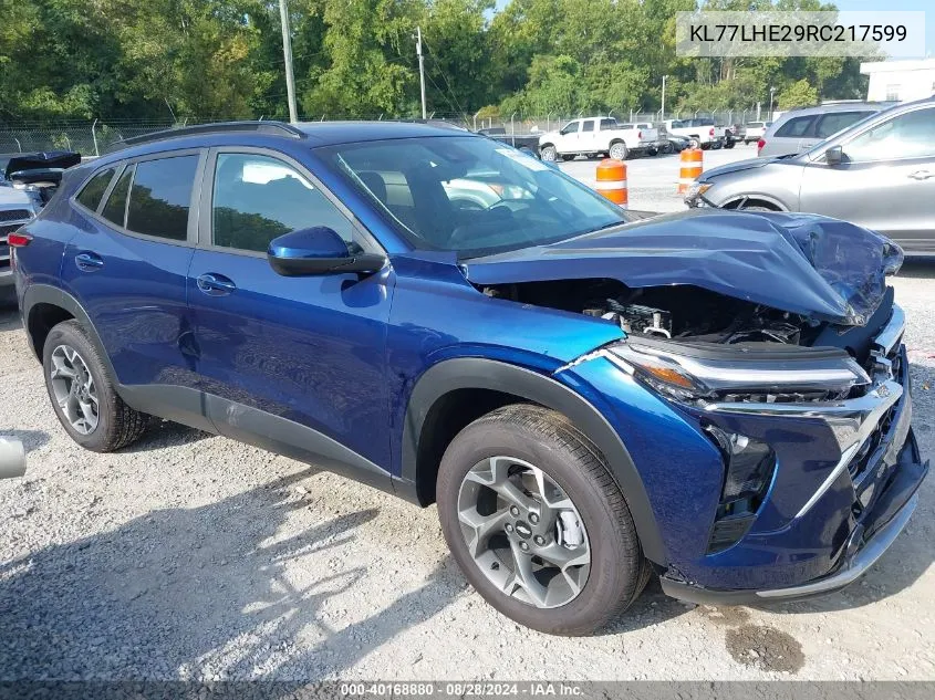 2024 Chevrolet Trax Fwd Lt VIN: KL77LHE29RC217599 Lot: 40168880