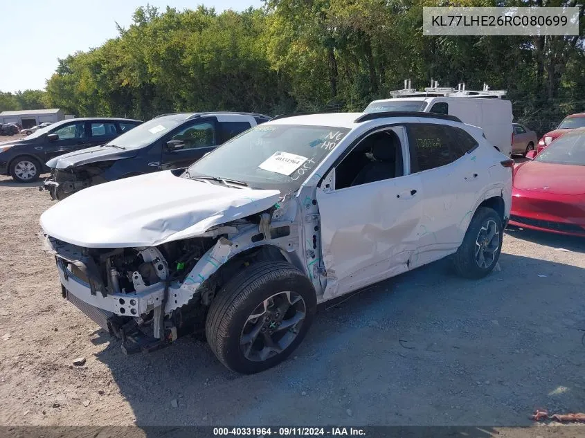 2024 Chevrolet Trax Fwd Lt VIN: KL77LHE26RC080699 Lot: 40331964