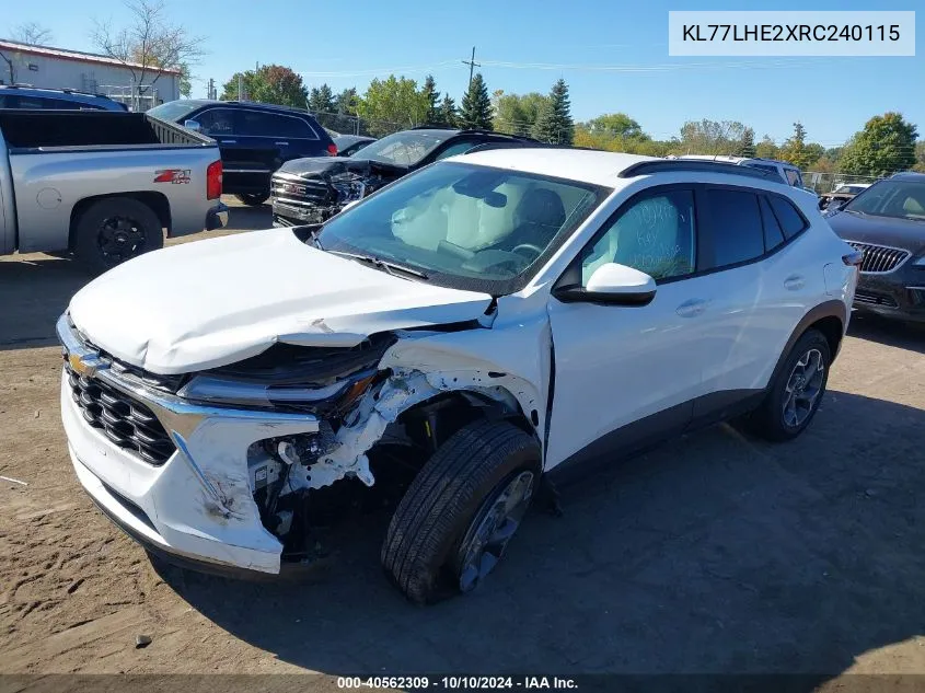 2024 Chevrolet Trax Fwd Lt VIN: KL77LHE2XRC240115 Lot: 40562309