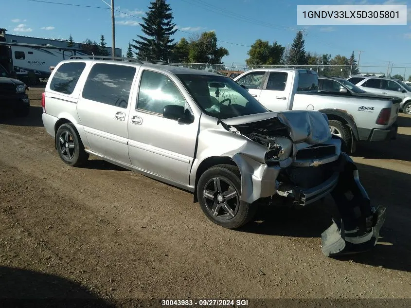 2005 Chevrolet Uplander Lt VIN: 1GNDV33LX5D305801 Lot: 30043983