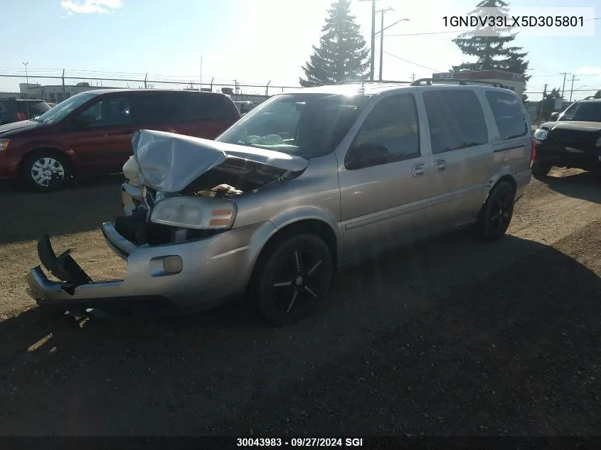 2005 Chevrolet Uplander Lt VIN: 1GNDV33LX5D305801 Lot: 30043983