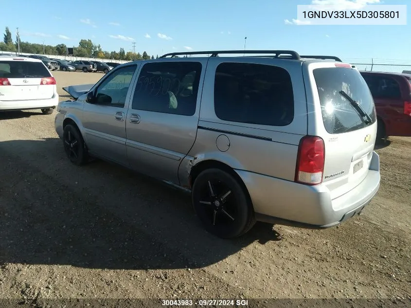 2005 Chevrolet Uplander Lt VIN: 1GNDV33LX5D305801 Lot: 30043983