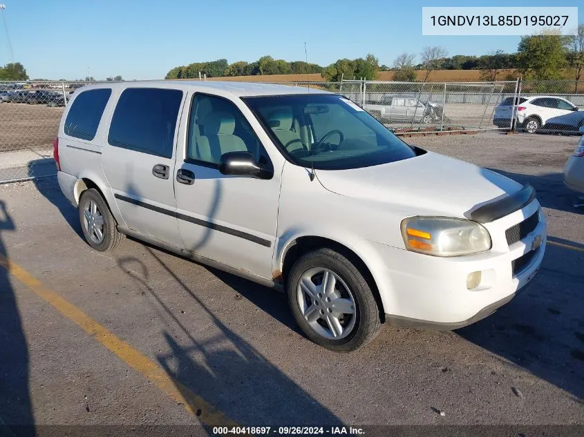 2005 Chevrolet Uplander Cargo VIN: 1GNDV13L85D195027 Lot: 40418697