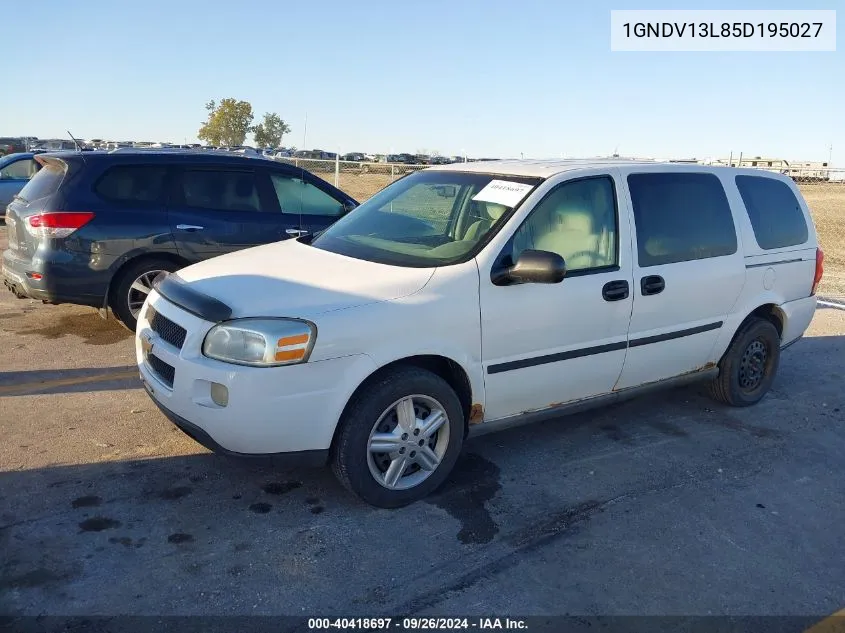 2005 Chevrolet Uplander Cargo VIN: 1GNDV13L85D195027 Lot: 40418697