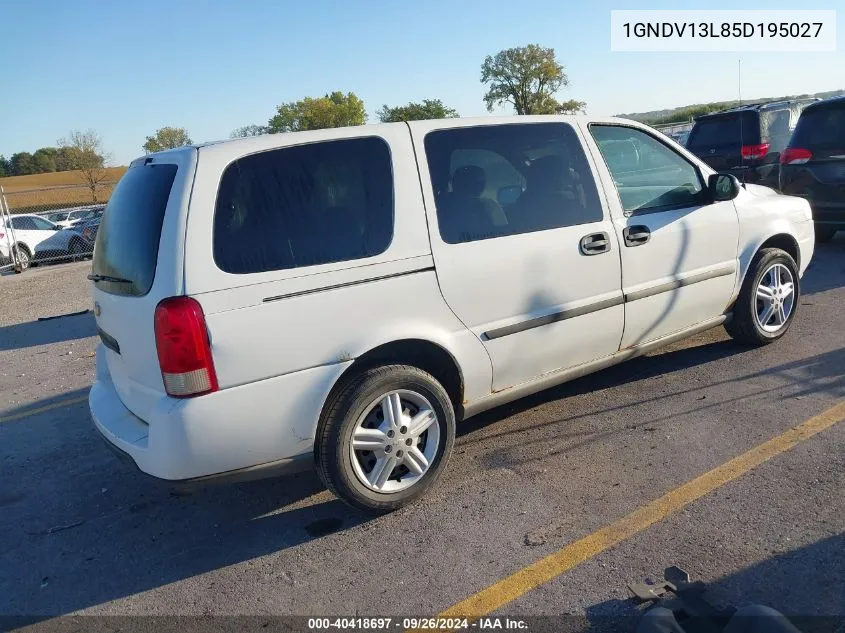 2005 Chevrolet Uplander Cargo VIN: 1GNDV13L85D195027 Lot: 40418697