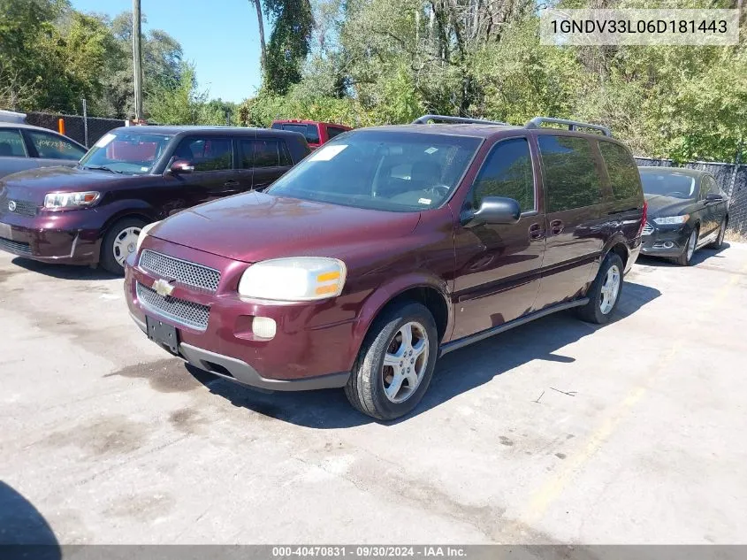 2006 Chevrolet Uplander Lt VIN: 1GNDV33L06D181443 Lot: 40470831