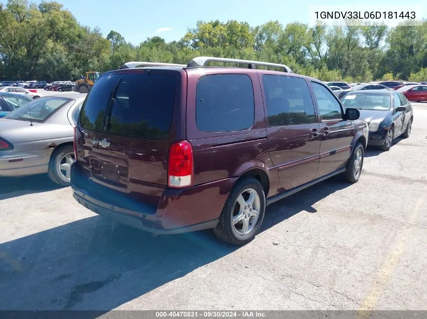 1GNDV33L06D181443 2006 Chevrolet Uplander Lt