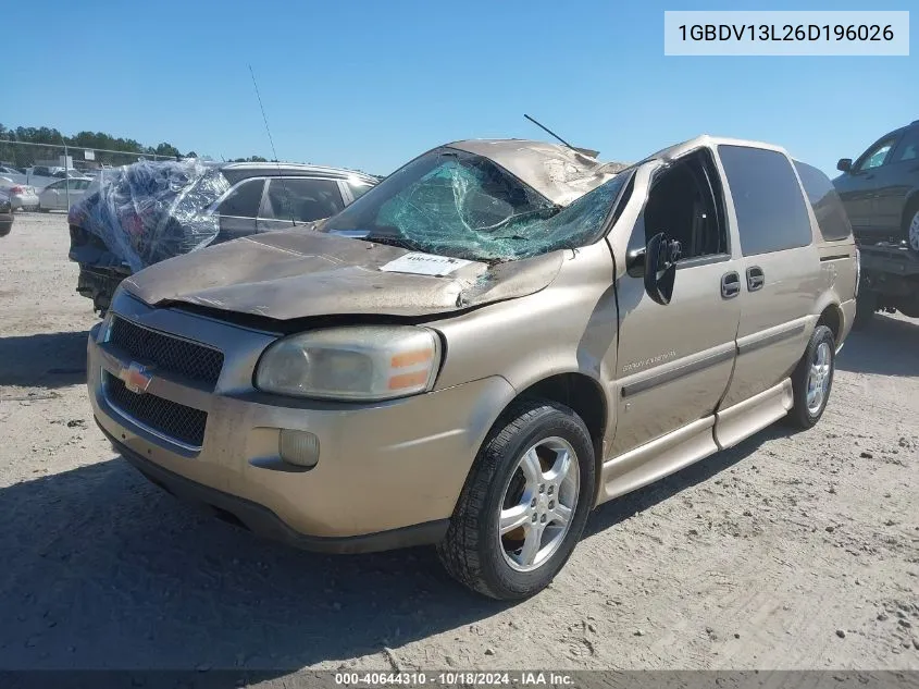 2006 Chevrolet Uplander Ls VIN: 1GBDV13L26D196026 Lot: 40644310