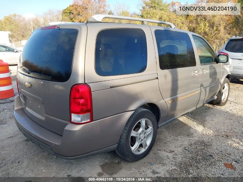 2006 Chevrolet Uplander Lt VIN: 1GNDV33L46D204190 Lot: 40662109