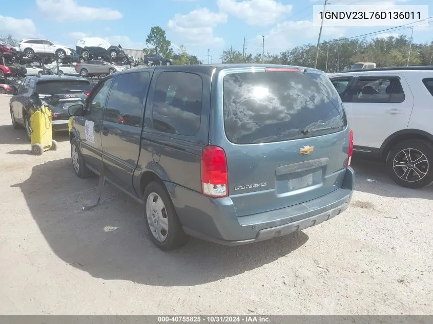 2006 Chevrolet Uplander Ls VIN: 1GNDV23L76D136011 Lot: 40755825