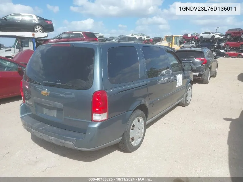 2006 Chevrolet Uplander Ls VIN: 1GNDV23L76D136011 Lot: 40755825