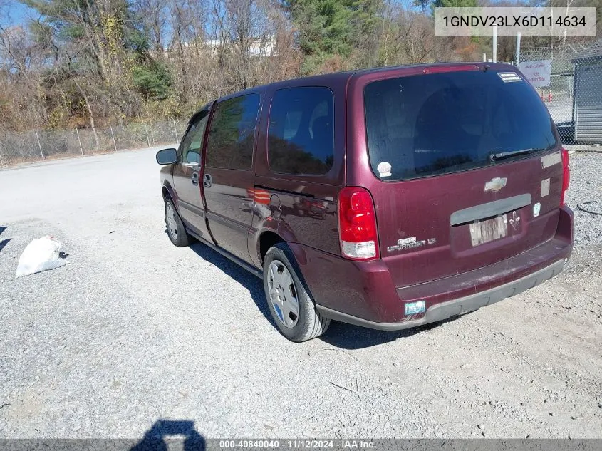 2006 Chevrolet Uplander Ls VIN: 1GNDV23LX6D114634 Lot: 40840040