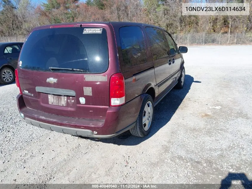 2006 Chevrolet Uplander Ls VIN: 1GNDV23LX6D114634 Lot: 40840040