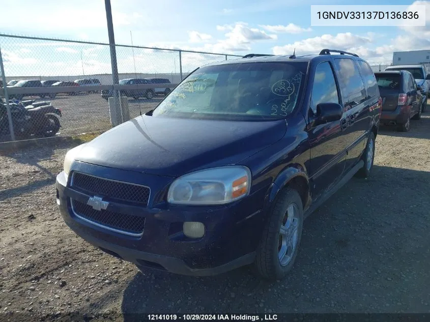 2007 Chevrolet Uplander VIN: 1GNDV33137D136836 Lot: 12141019