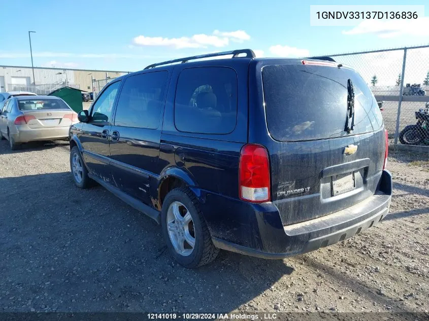 2007 Chevrolet Uplander VIN: 1GNDV33137D136836 Lot: 12141019