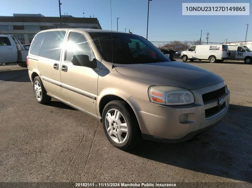 2007 Chevrolet Uplander Ls VIN: 1GNDU23127D149865 Lot: 20182511