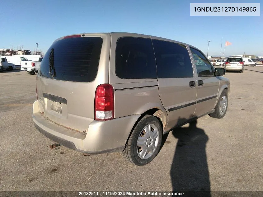 2007 Chevrolet Uplander Ls VIN: 1GNDU23127D149865 Lot: 20182511