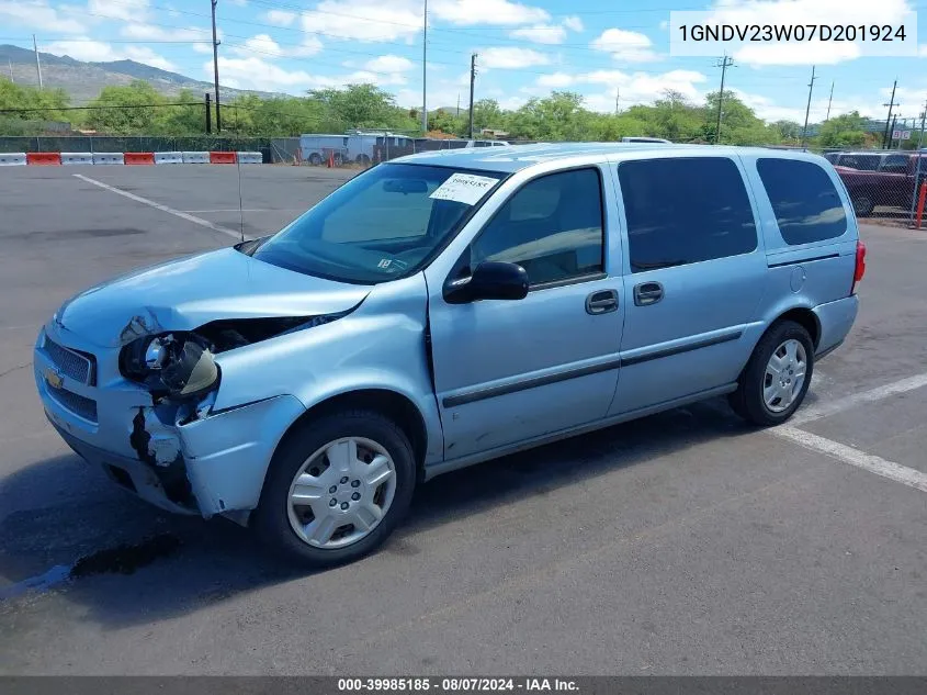 2007 Chevrolet Uplander Ls VIN: 1GNDV23W07D201924 Lot: 39985185