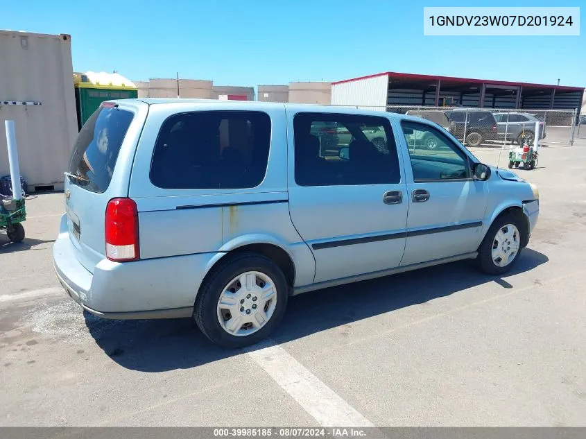 2007 Chevrolet Uplander Ls VIN: 1GNDV23W07D201924 Lot: 39985185