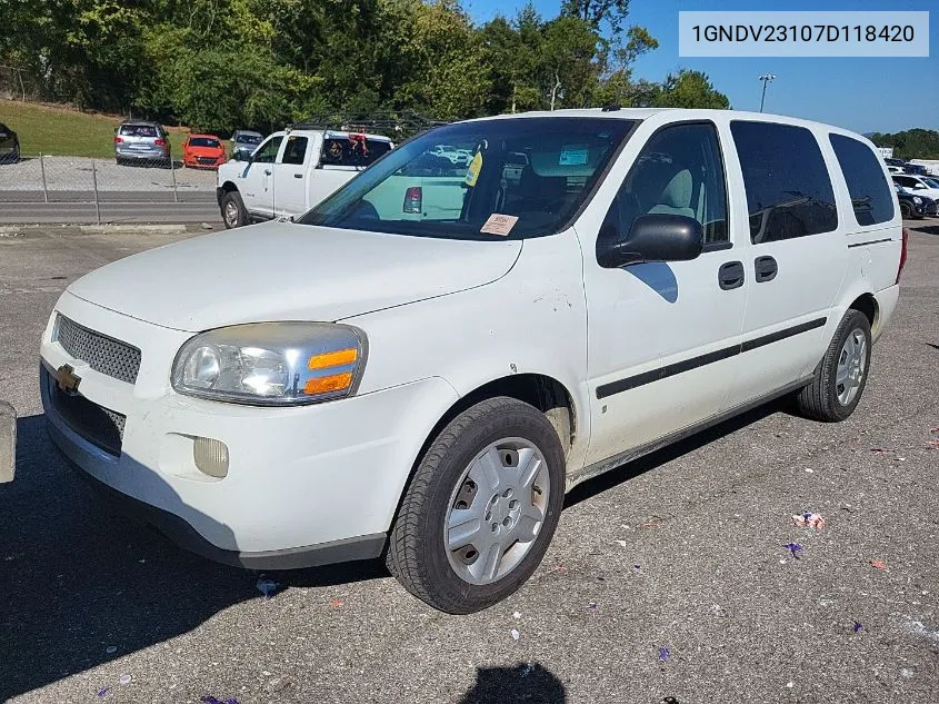 2007 Chevrolet Uplander Ls VIN: 1GNDV23107D118420 Lot: 40605533