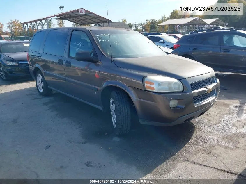 2007 Chevrolet Uplander Ls VIN: 1GNDV23W67D202625 Lot: 40725102