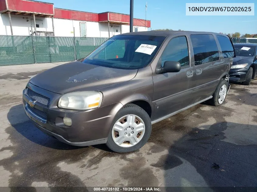 2007 Chevrolet Uplander Ls VIN: 1GNDV23W67D202625 Lot: 40725102