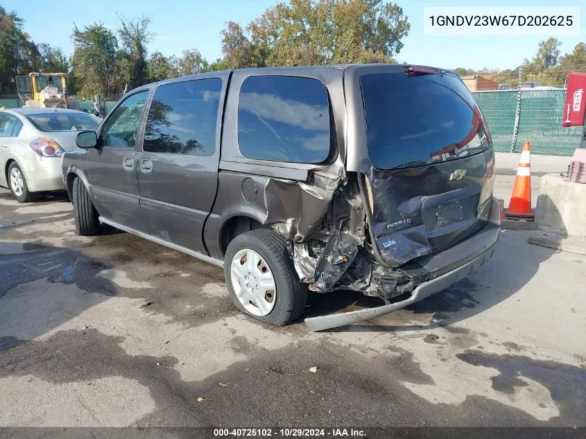 2007 Chevrolet Uplander Ls VIN: 1GNDV23W67D202625 Lot: 40725102