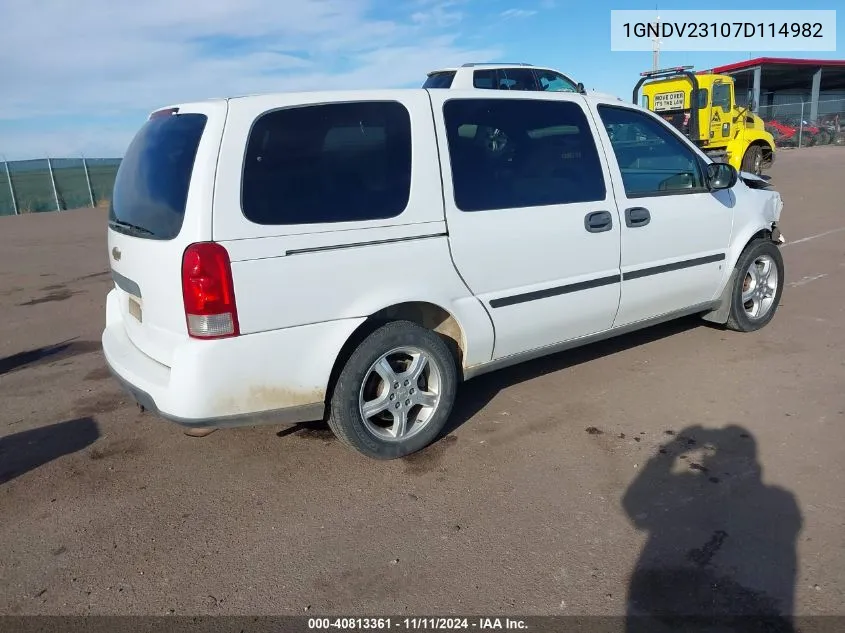 2007 Chevrolet Uplander Ls VIN: 1GNDV23107D114982 Lot: 40813361