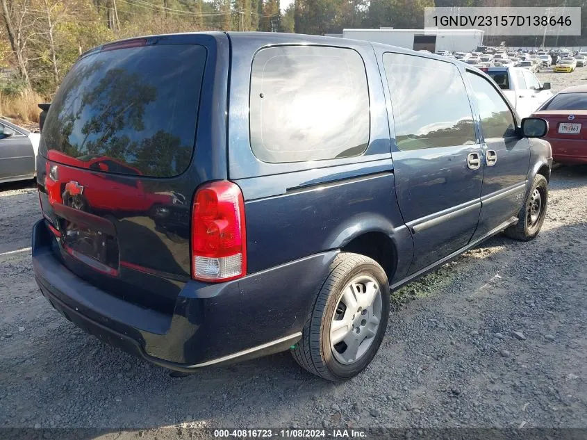 2007 Chevrolet Uplander Ls VIN: 1GNDV23157D138646 Lot: 40816723