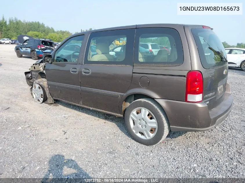 2008 Chevrolet Uplander VIN: 1GNDU23W08D165673 Lot: 12072752