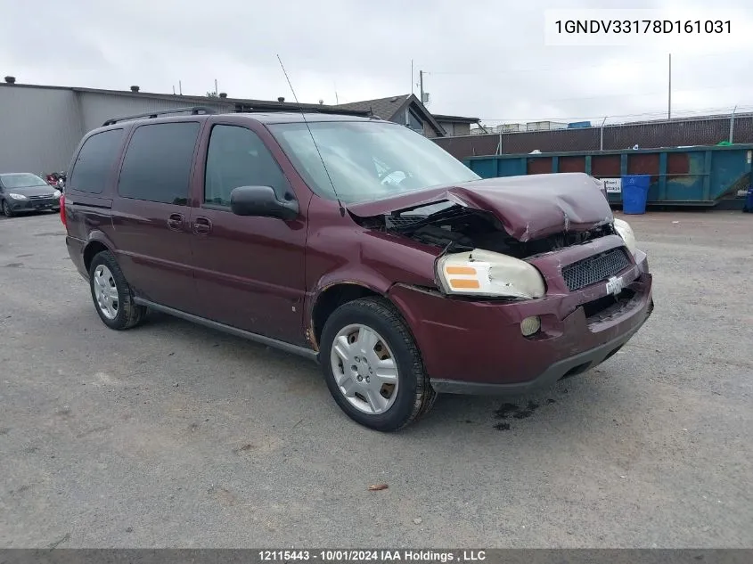 2008 Chevrolet Uplander VIN: 1GNDV33178D161031 Lot: 12115443