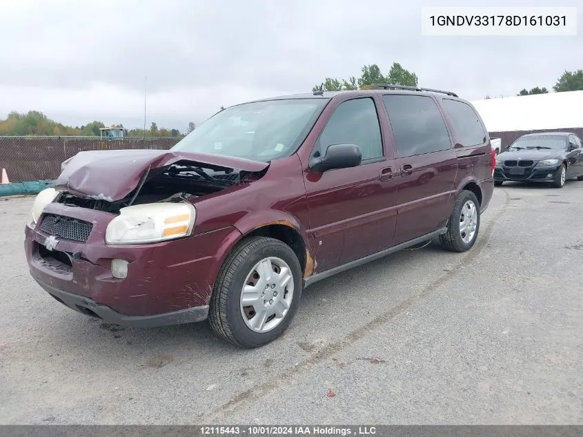 2008 Chevrolet Uplander VIN: 1GNDV33178D161031 Lot: 12115443