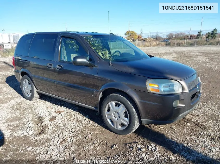 2008 Chevrolet Uplander VIN: 1GNDU23168D151541 Lot: 12120197